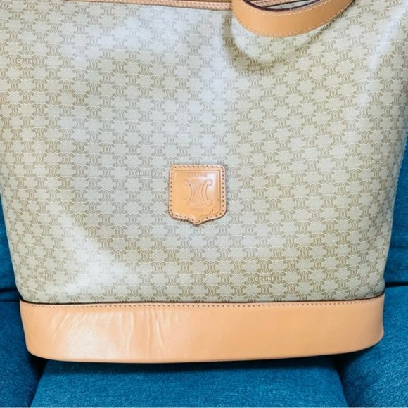 Celine Paris M14 Italy Macadam pattern PVC Razor Beige Leather Shoulder bag - Picture 8 of 16